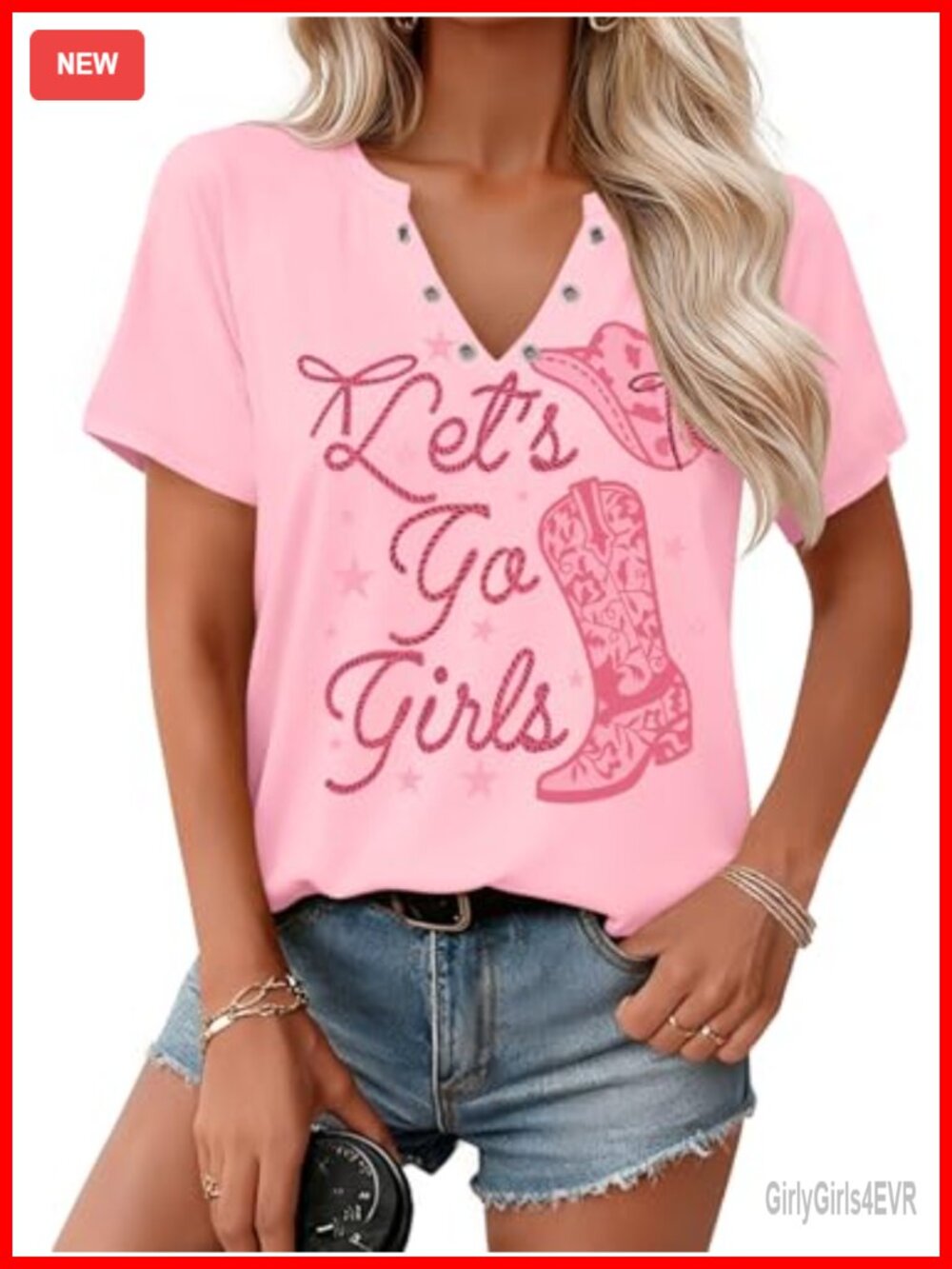 V-Neck Country Music Graphic Tee Short Sleeve Festival Concert Top